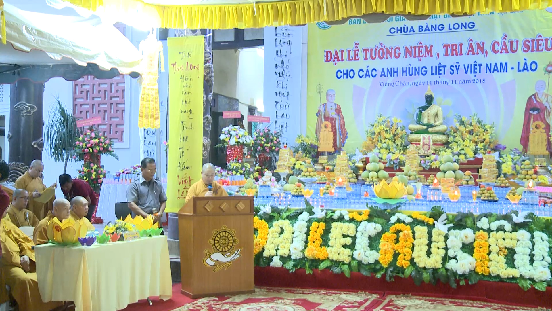 Phật giáo Việt Nam tại Lào tổ chức đại lễ cầu siêu anh hung liệt sỹ Việt Lào